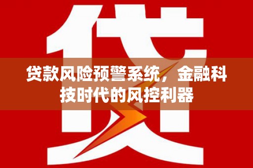 南安贷款风险预警系统，金融科技时代的风控利器