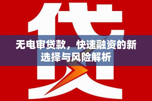 东西湖无电审贷款，快速融资的新选择与风险解析