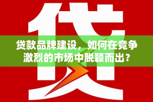 全椒贷款品牌建设，如何在竞争激烈的市场中脱颖而出？