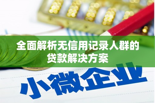 北关全面解析无信用记录人群的贷款解决方案